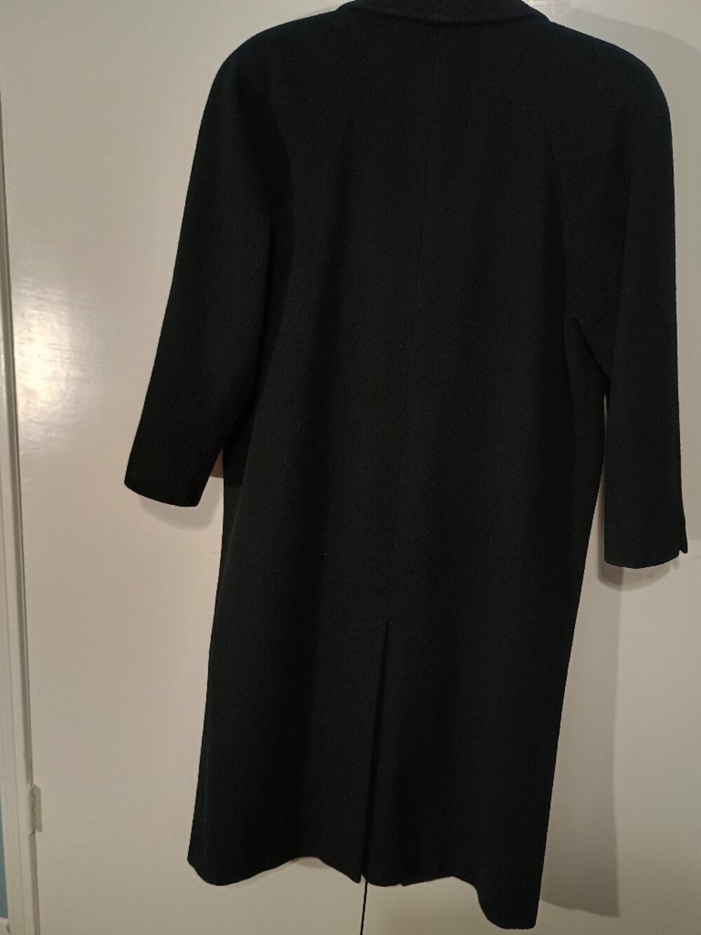 Jones New York Vintage Black 100% Virgin Wool Double Breasted Maxi Coat XL 16 18 - Picture 4 of 11